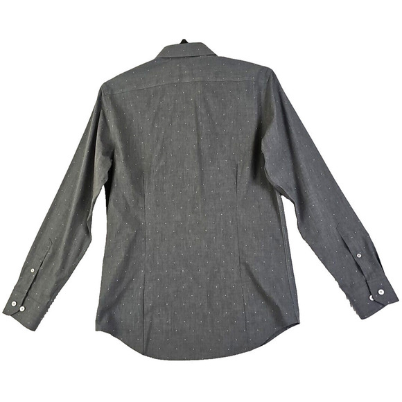 Banana Republic ~Men's Size M~Gray/Dots Non Iron Slim Fit Button-Up Shirt Cotton - Picture 9 of 11